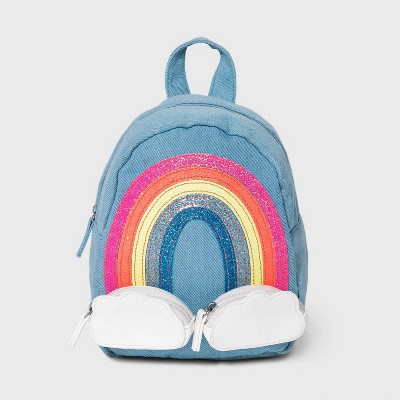 Toddler Girls' Rainbow Denim Backpack - Cat & Jack™ Blue