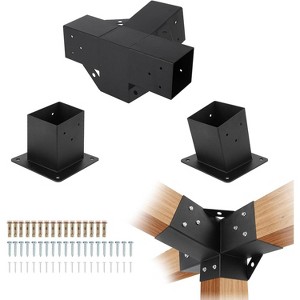 Pergola Bracket Kit,15° Angled Roof Brackets for 4x4 Lumber,3-Way Metal Connectors for DIY Pergola,Gazebo & Carport - 1 of 4