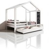 Full Size House Bed with Blackboard and Storage Drawers, Platform Bed with Rails and 2-Way Assembly, White Wood Frame - 4 of 4