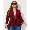 Whizmax Women Plus Size Casual Blazer Open Front Long Sleeve Work Office Cardigan Jackets,wine red,XL - 3 of 4