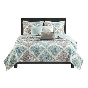 Gulches King/Cal King 6 Piece Printed Quilt Set with Throw Pillows Aqua - 1 of 4