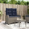 vidaXL Reclining Patio Bench with Cushions, Adjustable Backrest, Gray Poly Rattan, Navy Blue Cushions, Outdoor/Patio/Garden Seat, Steel Frame - 2 of 4