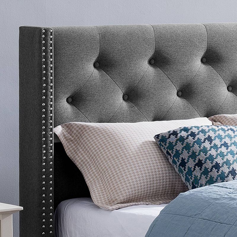 Queen Roz Upholstered Traditional Bed Charcoal Gray - Christopher Knight Home, 4 of 6