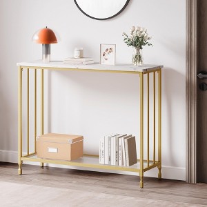Console Table, Sofa Tables Narrow Entryway Table with Glass Shelf and Metal Frame, 41.5" Behind Couch Table - 1 of 4