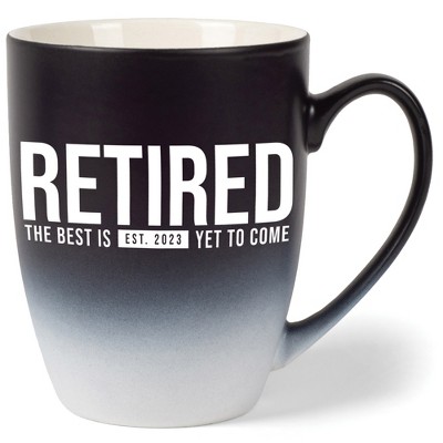 Elanze Designs Retired: The Best Is Yet To Come Est 2023 Two Toned Ombre Matte Black and White 12 ounce Ceramic Stoneware Coffee Cup Mug