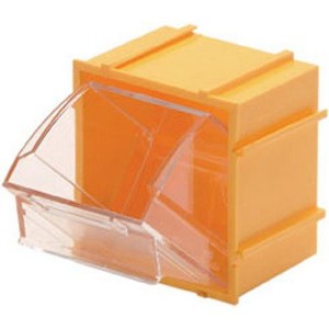 Quantum Storage Systems Tip Out Bin, (1) Compartment, 2-3/8"W X 2-13/16"D X 3"H, Handle With Label Slot, Opens To A 45° Angle, - 1 of 1