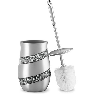 Creative Scents Silver Mosaic Toilet Bowl Brush with Holder - 1 of 4