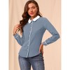 Allegra K Women's Vintage Button Down Contrast Peter Pan Collar Office Work Blouse - 2 of 4