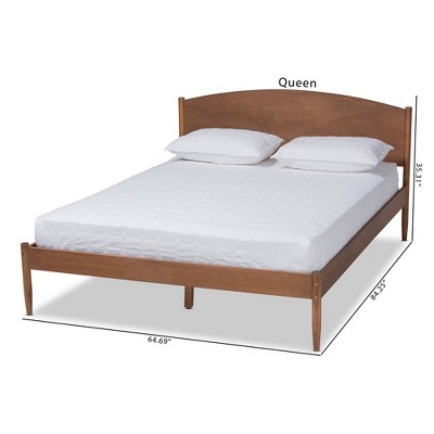 Leanora Queen Mid-Century Modern Ash Walnut Wood Platform Bed