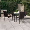 vidaXL Garden Dining Set Black PE rattan, powder-coated steel, glass - Brown and black 31.5" table length 4 - 2 of 4