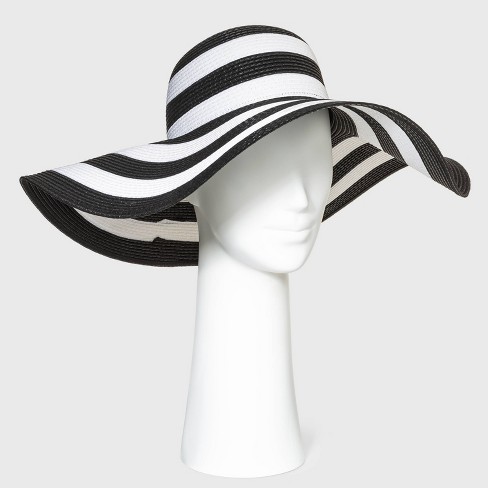 Packable Straw Floppy Hat - Shade & Shore™ Black/White