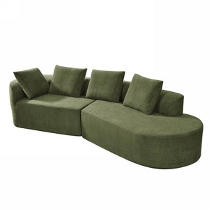 Christopher Knight Home Vivian 116" Modern Curved Sectional Sofa with High-Density Sponge and 4 Pillows Green - 1 of 4
