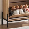 Shoe Cabinet Narrow, Rattan Shoe Storage with Flip Doors for 20-22 Pairs, Adjustable Shelves, Metal Feet, 100x24x88cm Entryway Organizer for Hallway - 4 of 4