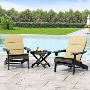 Christopher Knight Home Malibu 3 Piece Outdoor Acacia Wood Folding Adirondack Chair Chat Set with Cushions - 1 of 4