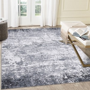 Abstract Machine Washable Rug with Rubber Backing for Living Room Stain Resistant Accent Rug Low Pile Ultra Soft Non Slip Rug - 1 of 4