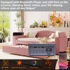 Twin/Full Size Upholstered Daybed with Storage Armrests, Trundle and Latest Integrated Bluetooth Audio System - ModernLuxe - 4 of 4