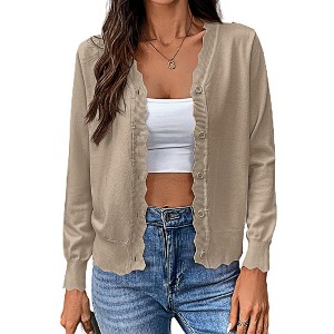 BLUEMING Womens Cardigan Sweaters Long Sleeve V Neck Button Down Cardigan Casual Lightweight Knit Sweaters - 1 of 4