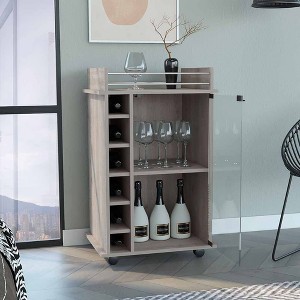 Kitchen Cart with Six Wine Cubbies and Open-top Shelf - 1 of 4