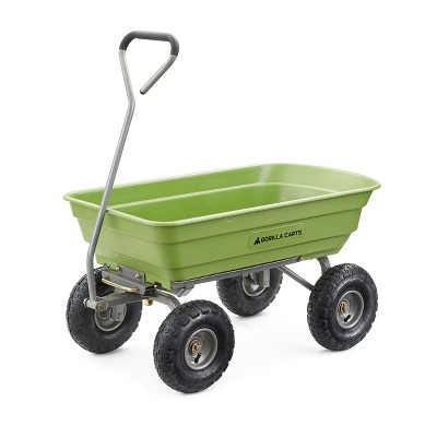 Gorilla Carts Heavy Duty Poly Yard Dump Cart Garden Wagon, Utility Wagon  With Easy To Assemble Steel Frame, 1500 Pound Capacity, And 15 Inch Tires :  Target