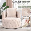 Velvet 360° Swivel Barrel Accent Chair Tufted Button Bucket Club Leisure Chairs with Pillows -Morden Fort - 2 of 4