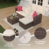 Garvee 5 Pieces Patio Furniture Set - Rattan Outdoor Sofa Set with Cushions, Wicker Sectional with Glass Coffee Table & Ottoman - 4 of 4