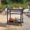 Tangkula Outdoor Grill Cart Pizza Oven Stand w/ Shelf Hooks Lockable Wheels Side Handle - 2 of 4