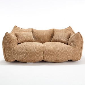 Cesicia 73.2 in-W x 38.6 in-D x 30.7 in-H Beige Chenille Bean Bag Sofa Chair for 2 People - 1 of 4