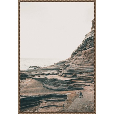 Rocky Beach Shore Hawaii Framed Canvas Wall Art, 23" x 33"