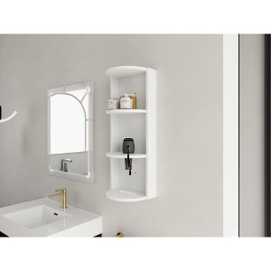 3-Tier Bathroom Corner Shelves, 12" Wall-Mounted Storage Rack with Hair Dryer Shelves,Side Cabinet Organizer,Wood Corner Shelf for Small Spaces Decor - 1 of 4