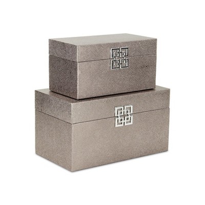 Cheung's Galena Set of 2 Double Happiness Shagreen Boxes Rose Gold