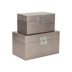 Cheung's Galena Set of 2 Double Happiness Shagreen Boxes Rose Gold - 1 of 4
