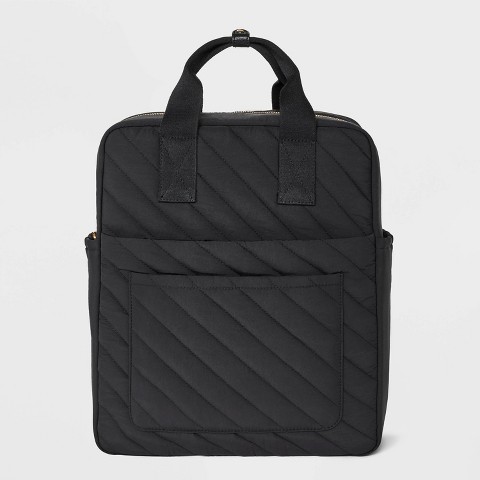 Рюкзаки Universal Thread Square Backpack - Universal Thread™ Black: Recycled Nylon, Fits 14" Laptop, College, Double Handle, 33.5" Strap Length