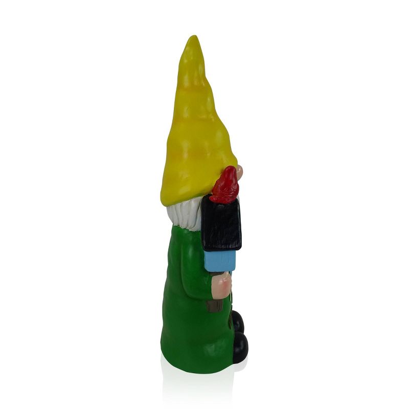24&#34; Magnesium Oxide &#34;Gnome Place Like Home&#34; Indoor/Outdoor Garden Gnome Statue Green/Yellow - Alpine Corporation, 4 of 6