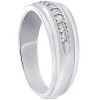Pompeii3 Mens 1/4ct White Gold 7 Stone Diamond Ring 10k Polished Wedding Anniversary Band - 2 of 4