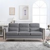Acekool Modern Upholstered 3-Seater Sofa, Loveseat with Side Pocket, Wood Frame, for Living Room, Bedroom, Office, Gray - 2 of 4