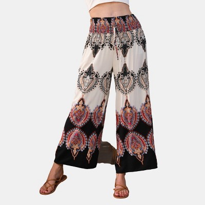 Women's Boho Smocked Waist Straight Leg Pants - Cupshe