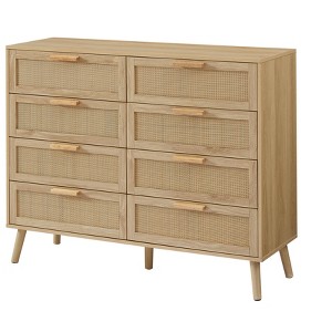 NicBex Drawer Dresser with 8 Rattan Drawers Farmhouse Chest of Drawers with Wood Legs for Bedroom,Living Room - 1 of 4