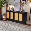 Rattan Sideboard Buffet Cabinet with 4 Rattan Doors, Adjustable Shelves, Storage Modern Storage Cabinet, Cupboard Console Table,Dark Gray - 4 of 4