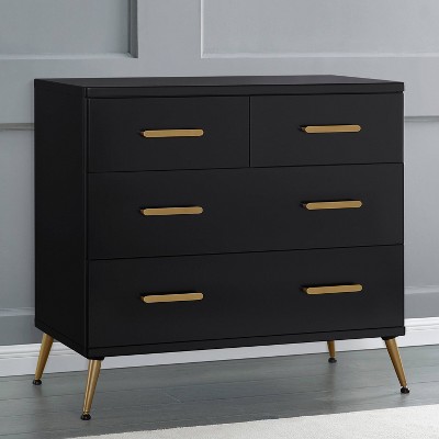 Black Ebony Bronze 4-Drawer Dresser with Changing Top