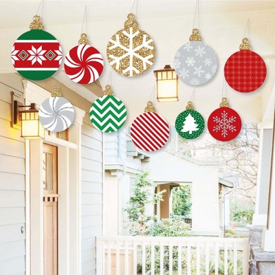 Big Dot of Happiness Hanging Ornaments - Outdoor Holiday and Christmas Hanging Porch & Tree Yard Decorations - 10 Pieces