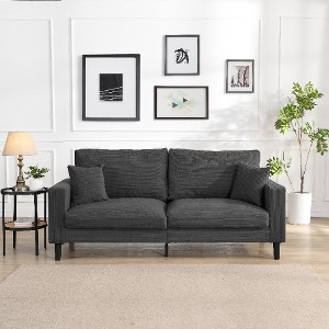 Lyngins Wooden Frame 2-Seater Loveseat Sofa with 2 Pillows, Upholstered High-Density Sponge, Compact Couch for Living Room, Bedroom, Apartment - 1 of 4