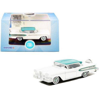 1958 Edsel Citation Snow White and Turquoise 1/87 (HO) Scale Diecast Model Car by Oxford Diecast