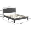 VECELO Upholstered Bed Wooden Platform Bed with Velvet Adjustable Headboard No Box Spring Neededs Frame - 2 of 4