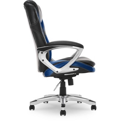 Blue Mesh and Faux Leather High Back Executive Swivel Chair