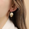 Gold Dangle Earrings for Women Brushed Finish, Matte Gold Statement Jewelry, 14k Gold Plated - 3 of 4