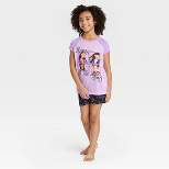Girls' That Girl Lay Lay 2pc Short Sleeve Top and Shorts Pajama Set - Purple