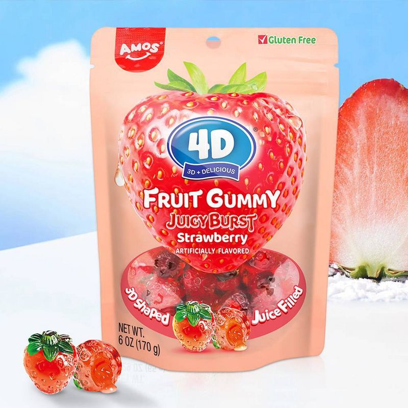 Amos 4D Fruit Gummy Strawberry Burst Candy - 6oz, 4 of 11