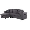 LOVMOR 95Inch L-Shape Linen Reversible Sleeper Sectional Sofa with Ottoman, Storage-Armrest and Storage Chaise for Living Room, Home Furnitur - 2 of 2