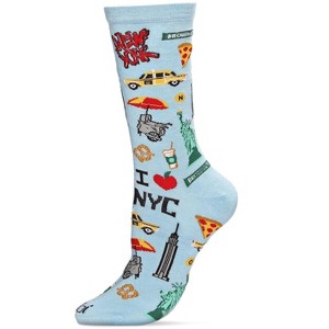 Memoi New York City Bamboo Blend Crew Socks Light Blue 9-11 - 1 of 4