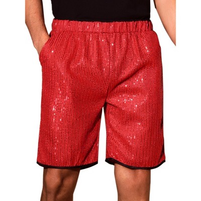 INSPIRE CHIC Men's Metallic Above Knee Clubwear Sparkly Sequins Shorts